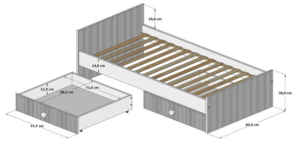 Zestaw mebli młodzieżowych Cozy LOFT Young biały - Łóżko 160x80, szafa, regał, komoda, biurko