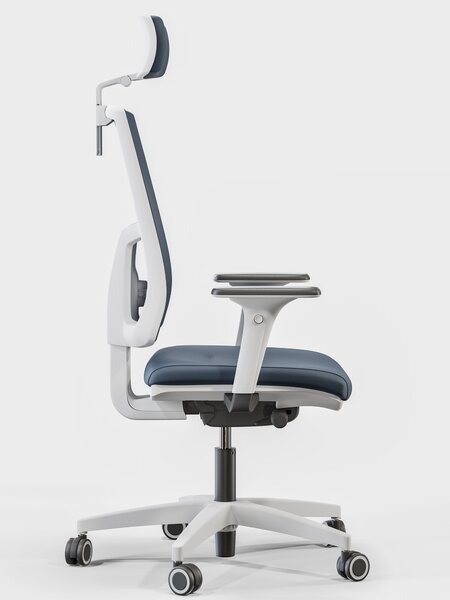 Obrotowe krzesło do biura Skill Soft White, zgodne z normą BHP