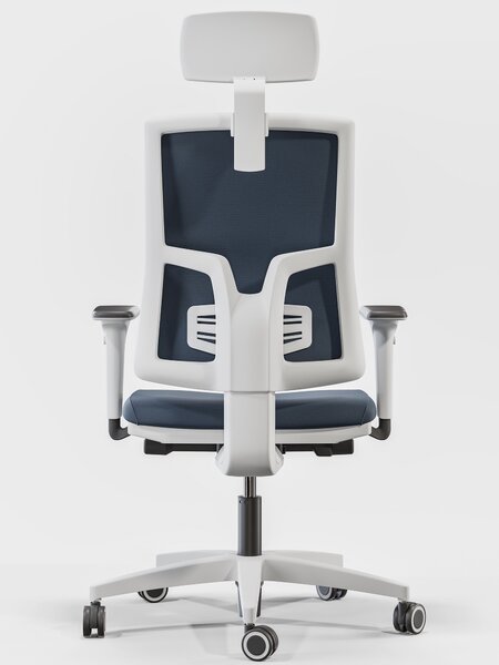 Obrotowe krzesło do biura Skill Soft White, zgodne z normą BHP