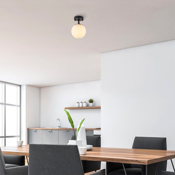 Czarno-biała lampa sufitowa ze szklanym kloszem ø 15 cm Atmaca – Opviq lights