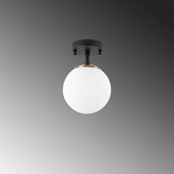 Czarno-biała lampa sufitowa ze szklanym kloszem ø 15 cm Atmaca – Opviq lights