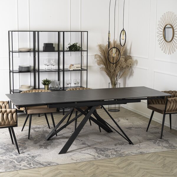 Rozkładany stół z ceramicznym blatem Maxime 160-240 cm czarny marmur