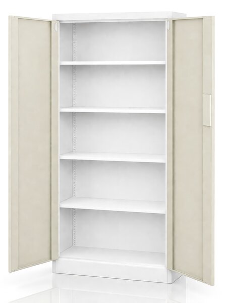 Biurowa szafa metalowa z zamkiem na szyfr biała / dąb sonoma: Eco Design DANIEL, 900 x 1850 x 400 mm