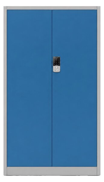 Biurowa szafa metalowa z zamkiem na szyfr szaro-niebieska: DANIEL, 900 x 1850 x 400 mm