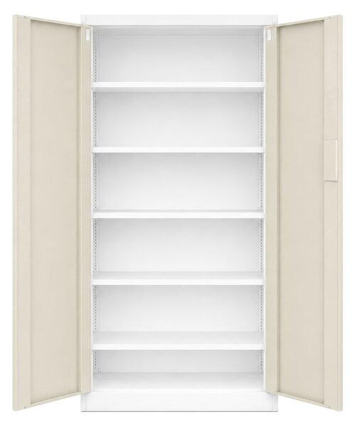 Biurowa szafa metalowa z zamkiem na szyfr biała / dąb sonoma: Eco Design DANIEL, 900 x 1850 x 400 mm