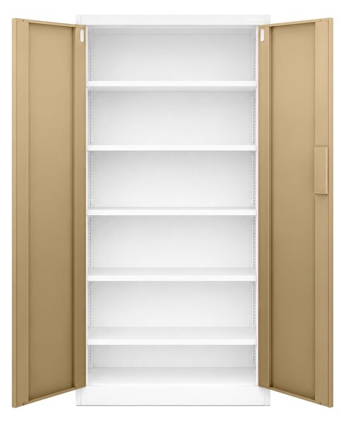 Biurowa szafa metalowa z zamkiem na szyfr biała / orzech: Eco Design DANIEL, 900 x 1850 x 400 mm