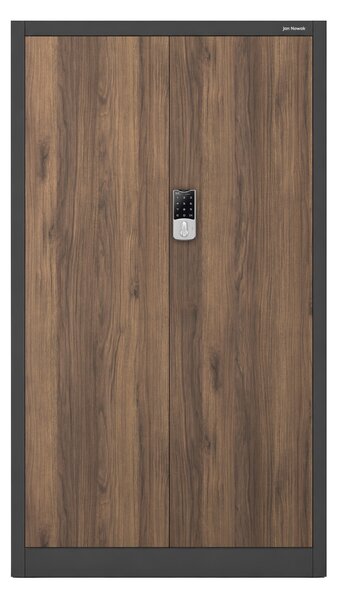 Biurowa szafa metalowa z zamkiem na szyfr antracytowa / orzech: Eco Design DANIEL, 900 x 1850 x 400 mm