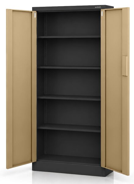 Biurowa szafa metalowa z zamkiem na szyfr antracytowa / orzech: Eco Design DANIEL, 900 x 1850 x 400 mm