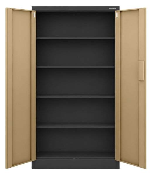Biurowa szafa metalowa z zamkiem na szyfr antracytowa / orzech: Eco Design DANIEL, 900 x 1850 x 400 mm
