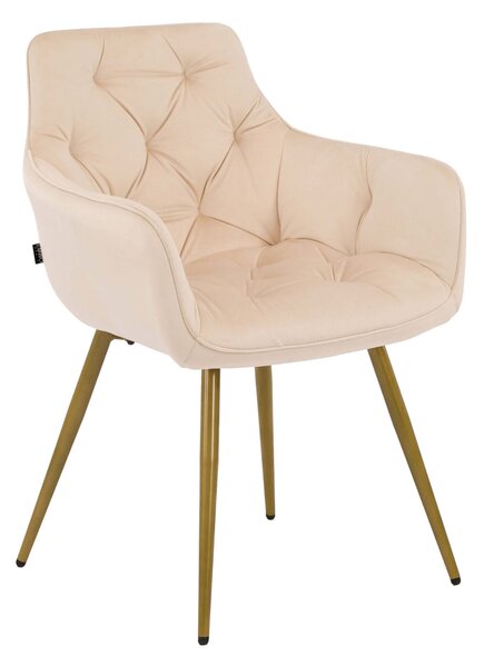 MebleMWM Krzesło tapicerowane DC0082-3 beżowe / nogi czarne złote