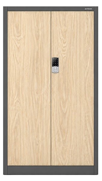 Biurowa szafa metalowa z zamkiem na szyfr antracytowa / dąb sonoma: Eco Design DANIEL, 900 x 1850 x 400 mm