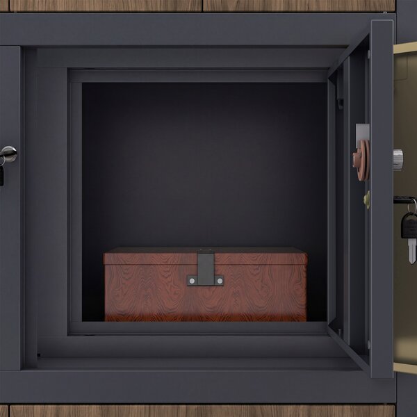 Biurowa szafa metalowa z sejfem antracytowa / orzech: Eco Design FILIP II, 900 x 1850 x 400 mm