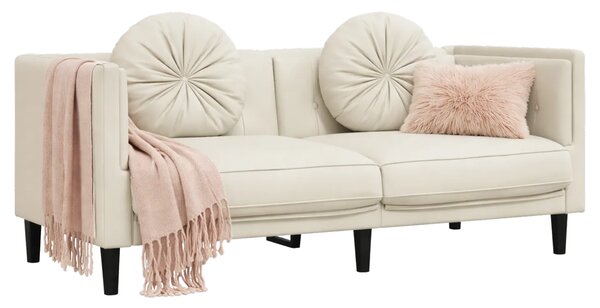 Kremowa stylowa sofa 2-osobowa z poduszkami N3-C93