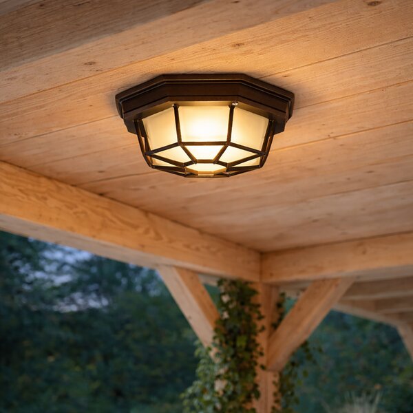 Rustykalna lampa sufitowa rdzawo brązowa 21,3 cm IP44 - Bri