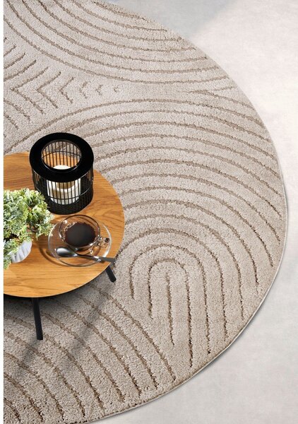 Beżowy okrągły dywan ø 160 cm Panglao New York Taupe – Elle Decoration