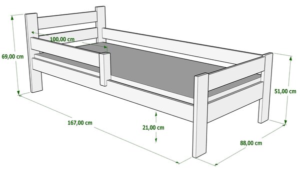 MebleMWM Łóżko pojedyncze PAWEŁEK MAX | 80x160 | Kolor do wyboru