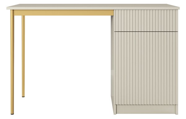 Biurko Nicole 120 cm jednodrzwiowe z szufladą - kaszmir / złote nóżki