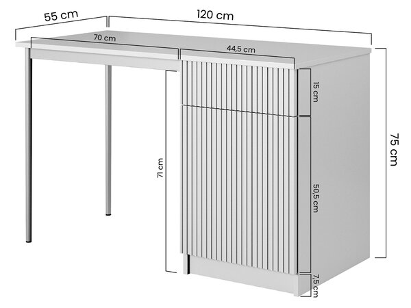 Biurko Nicole 120 cm jednodrzwiowe z szufladą - kaszmir / złote nóżki
