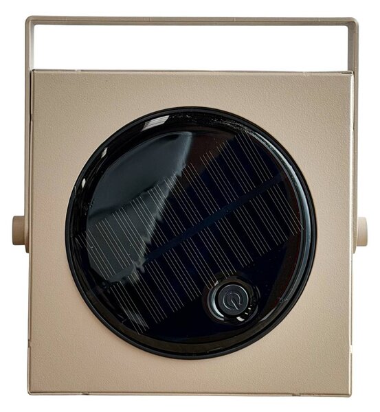 Dyberg Larsen Latarnia solarna LED Luma, beżowa, 20 cm, IP44 możliwość ściemniania, kremowy / amber, metal, nowoczesny