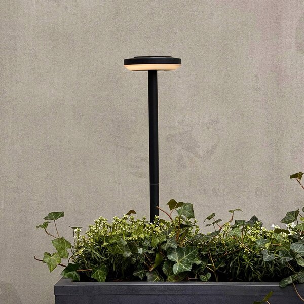 Dyberg Larsen Słupek ogrodowy LED Otera 50 cm, z wbijanym trzonkiem, IP44, czarny, aluminium, nowoczesny