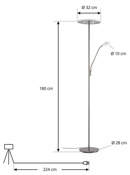 Lampa stojąca LED Raymond Lucande, możliwość ściemniania, aluminiowy / szary / cynkowy, salon / jadalnia, metal, nowoczesny