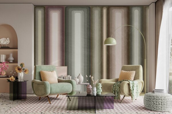 Fototapety Teksturowane, abstrakcyjne, pionowe, zaokrąglone prostokąty w stonowanych odcieniach brązu,, Fototapety Geometryczne, w09905 : Uwalls.pl