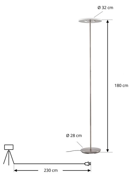 Lampa stojąca LED Raymond Lucande, możliwość ściemniania, aluminiowy / szary / cynkowy, salon / jadalnia, metal, nowoczesny