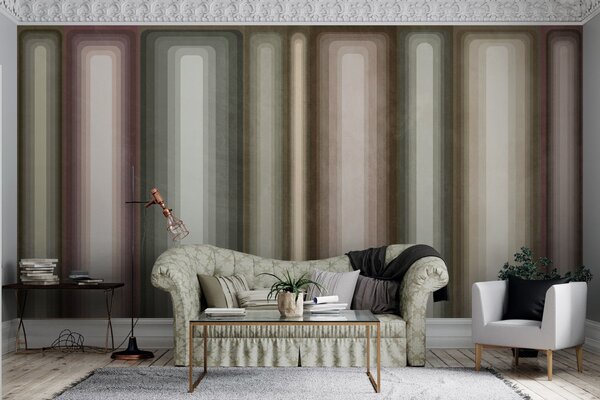 Fototapety Teksturowane, abstrakcyjne, pionowe, zaokrąglone prostokąty w stonowanych odcieniach brązu,, Fototapety Geometryczne, w09905 : Uwalls.pl