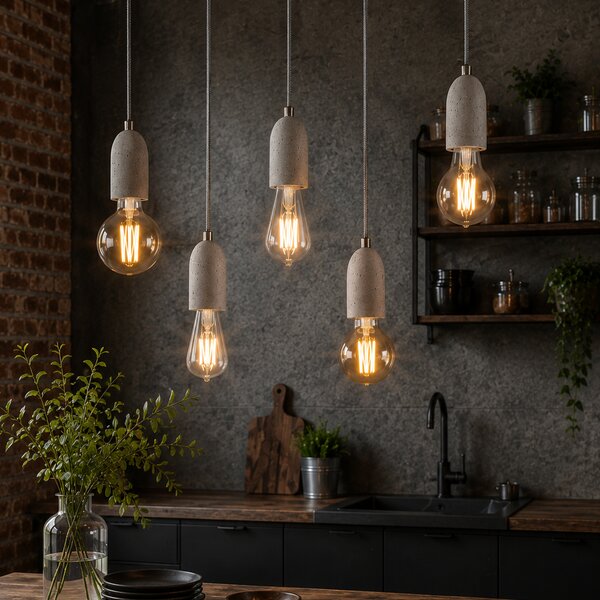 Industrialna lampa wisząca szara betonowa - Cava 5