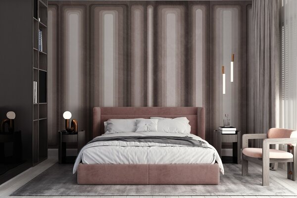 Fototapety Teksturowane, abstrakcyjne, pionowe prostokąty o zaokrąglonych krawędziach w stonowanych, Fototapety Geometryczne, w09905v1 : Uwalls.pl