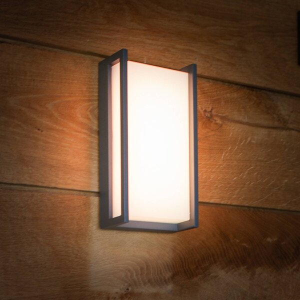 LUTEC connect Inteligentny kinkiet zewnętrzny LED QUBO, ciemnoszary, 22 cm, IP54, RGB, CCT QUBO, aluminiowy / szary / cynkowy, aluminium, nowoczesny