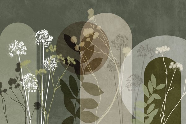 Fototapety Botaniczna i minimalistyczna kompozycja z suszonych kwiatów i liści z, Fototapety 3D, Fototapety 3d Kwiaty, w09906v2 : Uwalls.pl