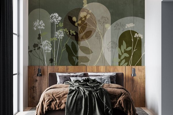 Fototapety Botaniczna i minimalistyczna kompozycja z suszonych kwiatów i liści z, Fototapety 3D, Fototapety 3d Kwiaty, w09906v2 : Uwalls.pl