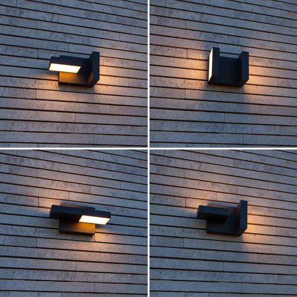 LUTEC Kinkiet zewnętrzny TWISTO, aluminiowy / szary / cynkowy, aluminium, nowoczesny