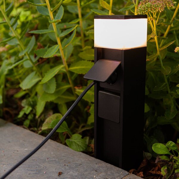 LUTEC Lampa ogrodowa stojąca MAINS, czarny, aluminium, nowoczesny