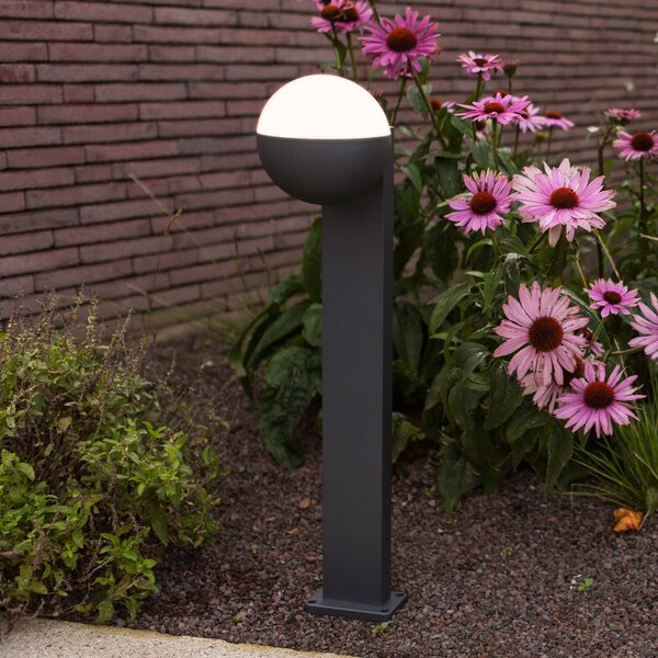 LUTEC Słupek oświetleniowy LOOMA, ciemnoszara, wysokość 70 cm, metal, IP54, E27 możliwość ściemniania, aluminiowy / szary / cynkowy, aluminium, nowoczesny