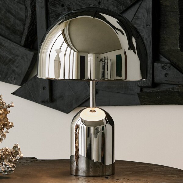Tom Dixon Lampa stołowa design Bell, możliwość ściemniania, chromowy / srebrny, salon / jadalnia, metal, design