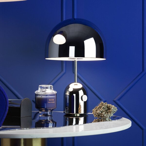 Tom Dixon Lampa stołowa design Bell, możliwość ściemniania, chromowy / srebrny, salon / jadalnia, metal, design