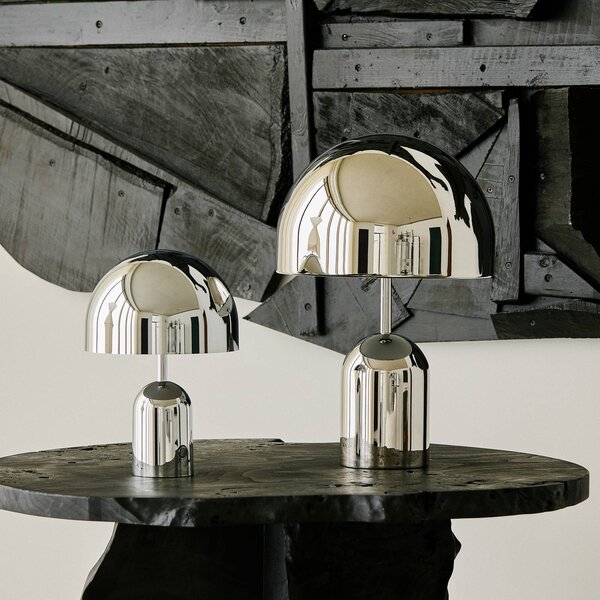 Tom Dixon Lampa stołowa design Bell, możliwość ściemniania, chromowy / srebrny, salon / jadalnia, metal, design