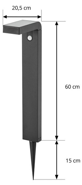 Prios LED-Solar-słupek oświetleniowy Aurino, czarny, 75 cm, czujnik Aurino PRIOS, czarny, aluminium