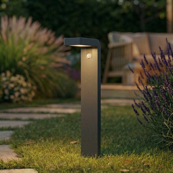Prios LED-Solar-słupek oświetleniowy Aurino, czarny, 75 cm, czujnik Aurino PRIOS, czarny, aluminium