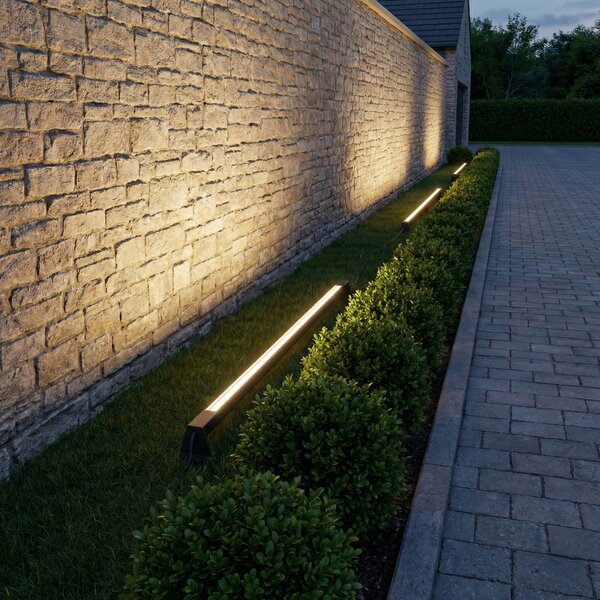 Lindby lampa stojąca LED Zavio, antracyt, szpikulec do ziemi, IP65 Zavio, czarny, aluminium, nowoczesny