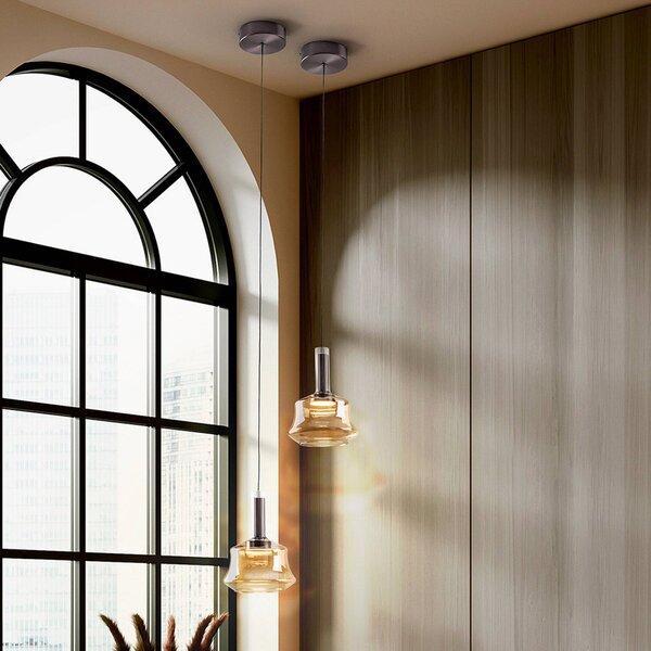 Schuller Valencia Lampa wisząca szklana Scarlett, możliwość ściemniania, kremowy / amber, salon / jadalnia, szkło