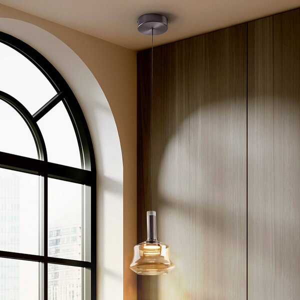 Schuller Valencia Lampa wisząca szklana Scarlett, możliwość ściemniania, kremowy / amber, salon / jadalnia, szkło