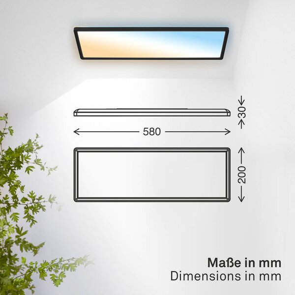 B.K. Licht Panel LED Shallow, możliwość ściemniania, czarny, biuro, tworzywo sztuczne