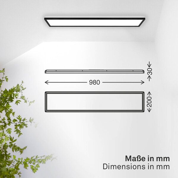 B.K. Licht Panel LED Shallow, czarny, biuro, tworzywo sztuczne