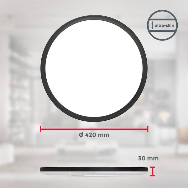 B.K. Licht Panel LED Slim, możliwość ściemniania, czarny, biuro, tworzywo sztuczne