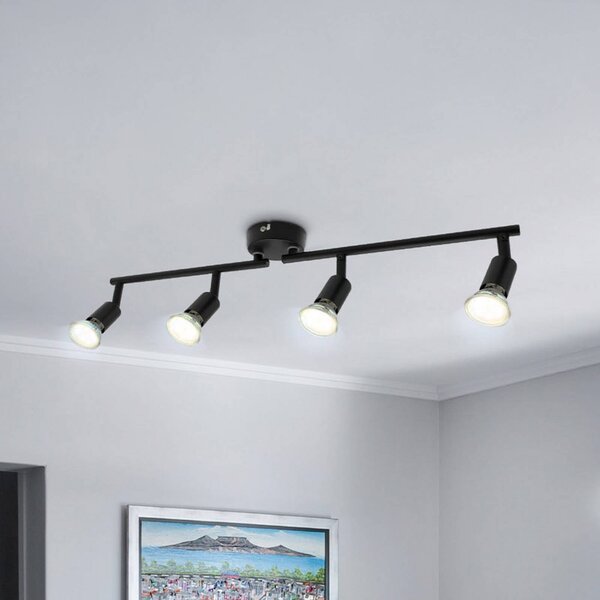 B.K. Licht Lampa sufitowa Jade, czarna, 4-punktowa, GU10 LED, 3000 K Jade, czarny, salon / jadalnia, metal, nowoczesny