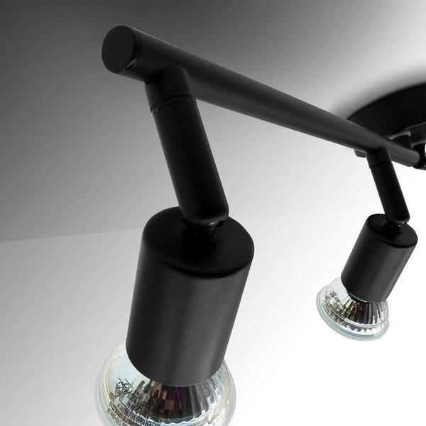 B.K. Licht Lampa sufitowa Jade, czarna, 4-punktowa, GU10 LED, 3000 K Jade, czarny, salon / jadalnia, metal, nowoczesny