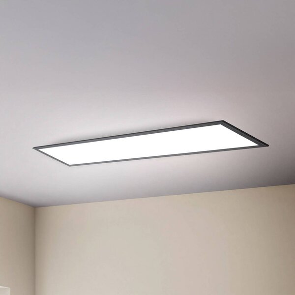 B.K. Licht Panel LED Odin Remote CCT, 100 x 25 cm, czarny Odin, możliwość ściemniania, czarny, biuro, metal, nowoczesny